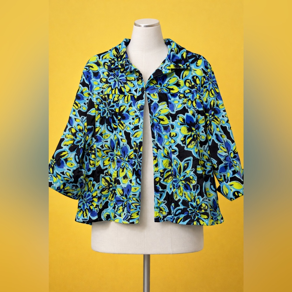 Floral Blue and Green Women's Jacket